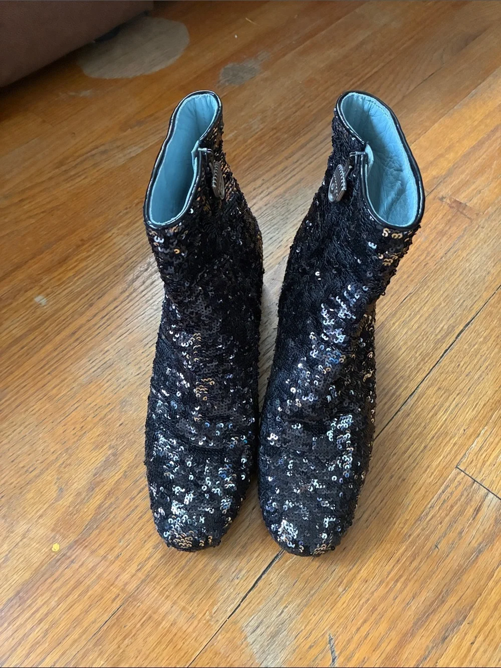 Chiara Ferragni Black Sequin Ankle Boots S39 US 8.5